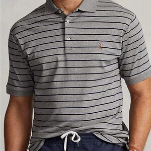 Polo by Ralph Lauren Men's Gray Striped Soft Cotton Polo